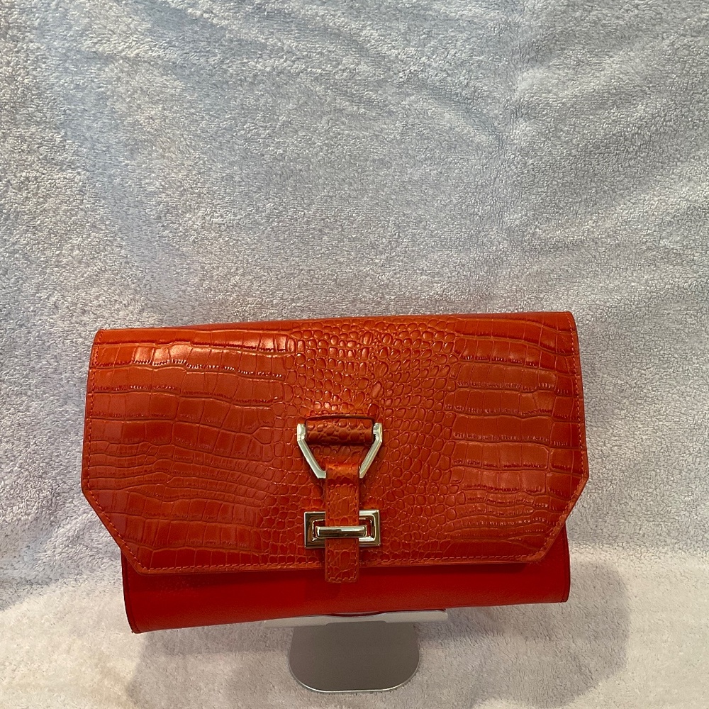 Nine West leather orange clutch